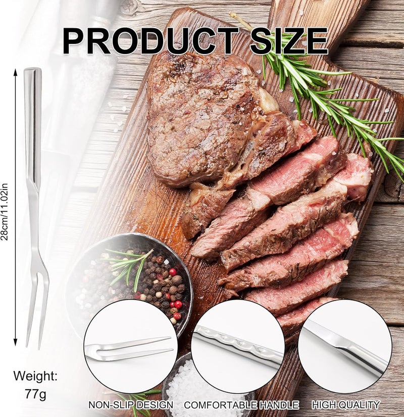 MVVM 2 Pcs Carving Fork, Meat Cooking Utensil, Kitchen Forks 2 Prong, Long Handle Fork, Granny Fork, Anti-Rust, Heat-Resistant For Grill, Cooking And Serving - Image 2